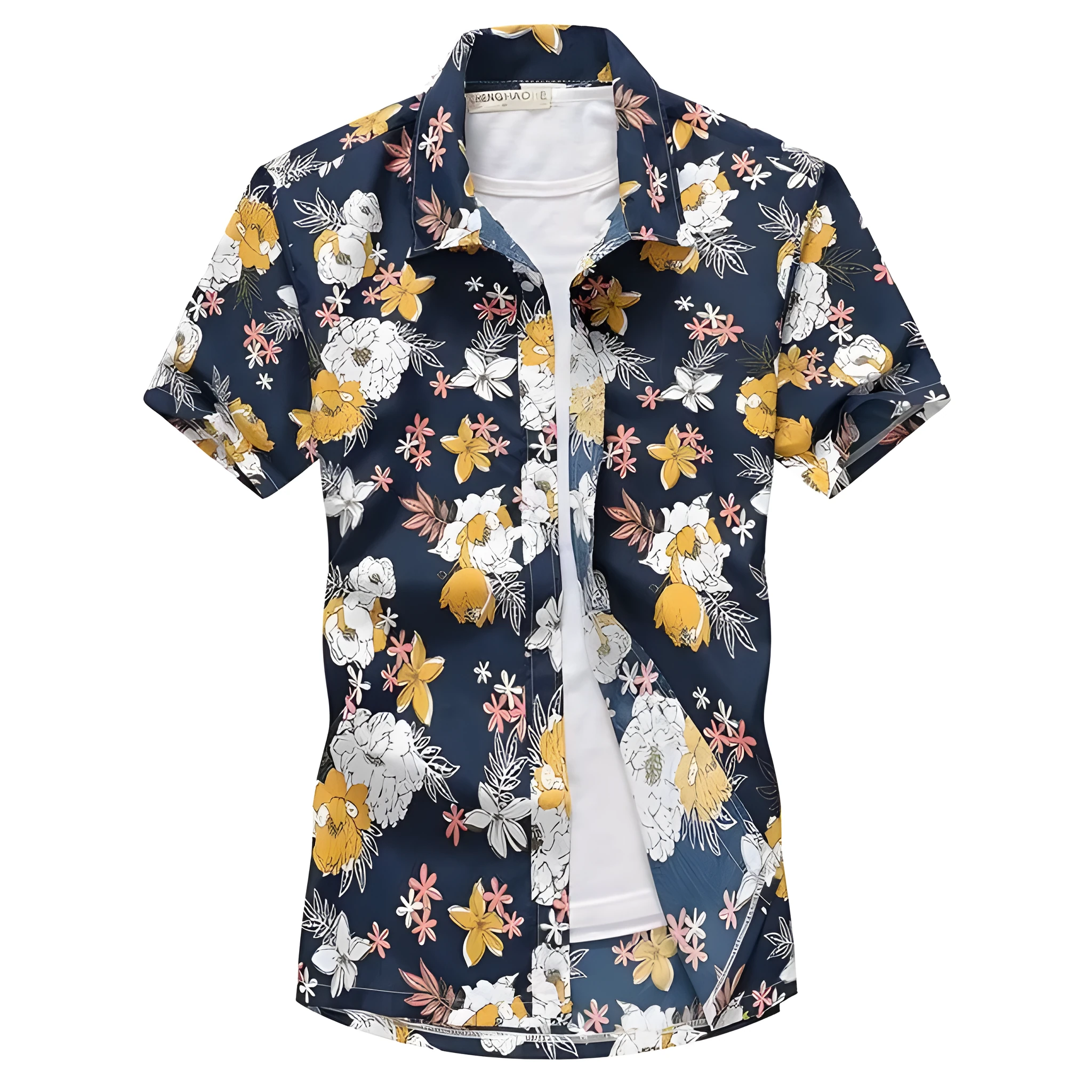 Linen aloha shirt for men short sleeves stand-up collar casual style multiple colours available