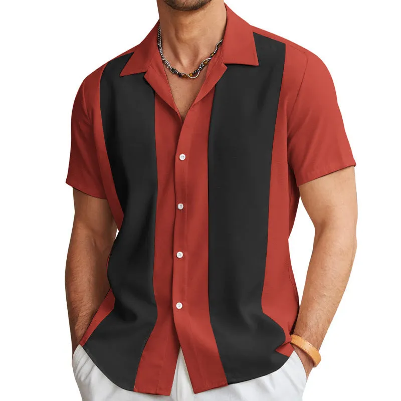 Striped Hawaiian shirt for men in slim-fit cardigan style, available in multiple colours