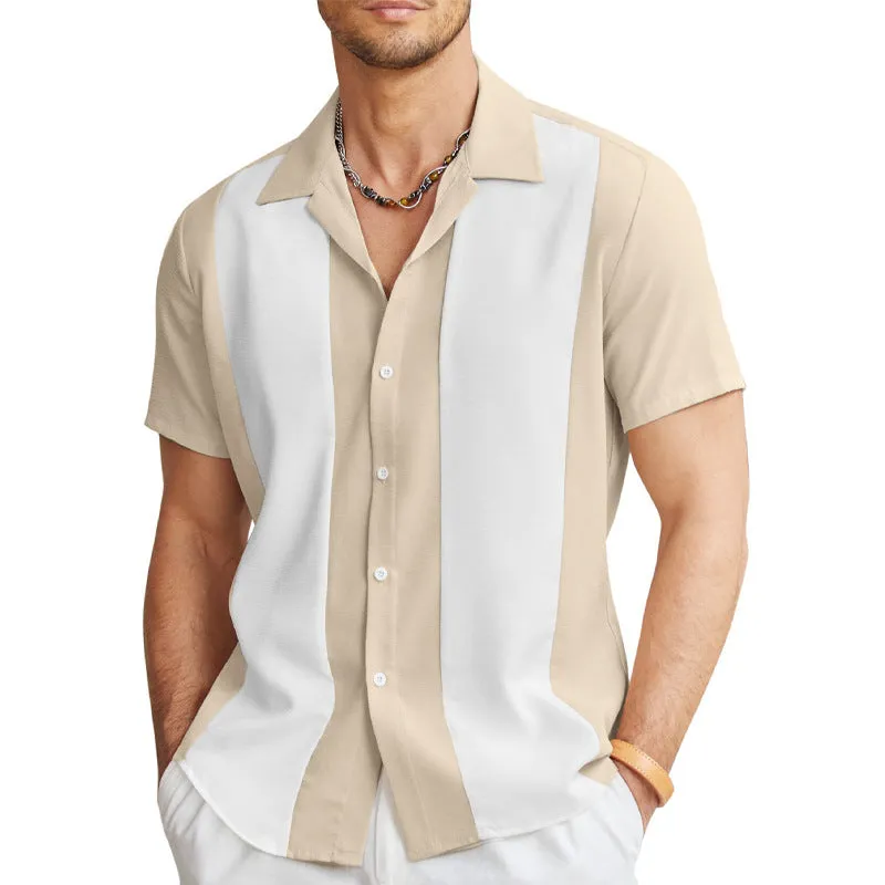 Striped Hawaiian shirt for men in slim-fit cardigan style, available in multiple colours