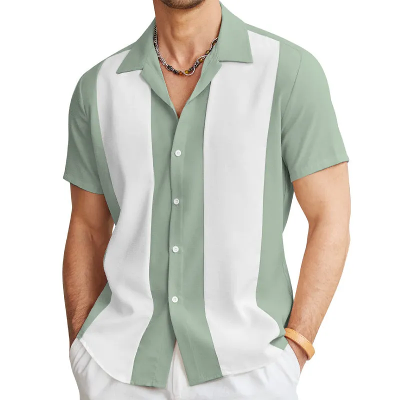 Striped Hawaiian shirt for men in slim-fit cardigan style, available in multiple colours