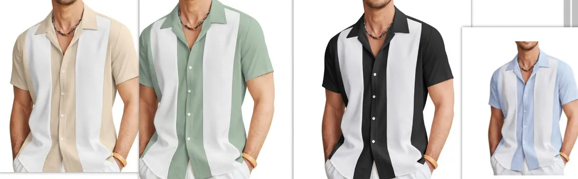 Striped Hawaiian shirt for men in slim-fit cardigan style, available in multiple colours