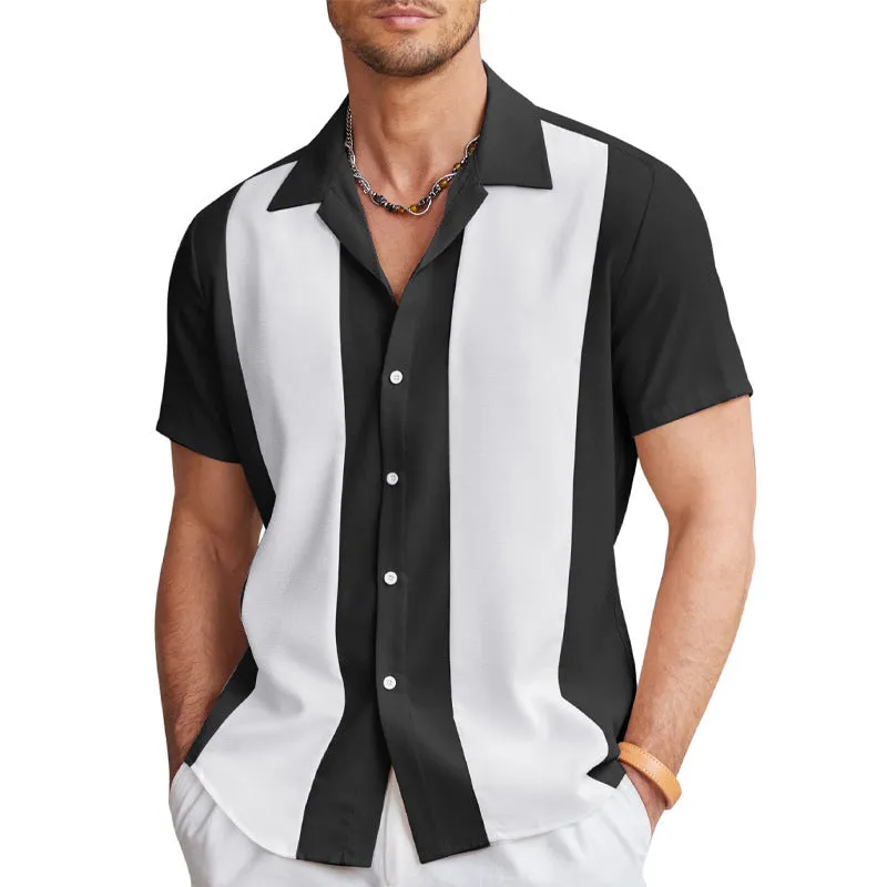 Striped Hawaiian shirt for men in slim-fit cardigan style, available in multiple colours
