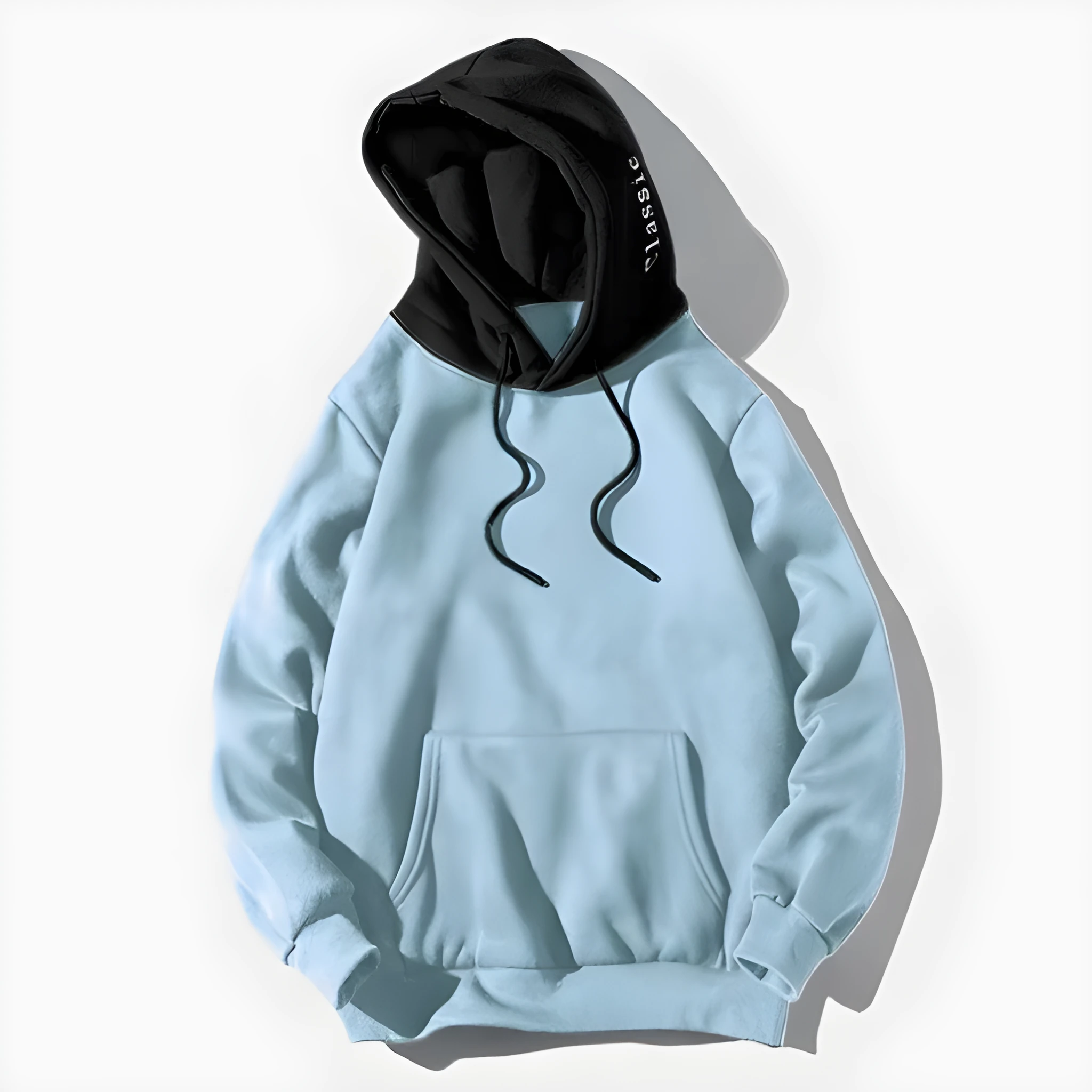 Men's casual spandex hoodie in apricot, long sleeve, pullover style, available in sizes S to XXL