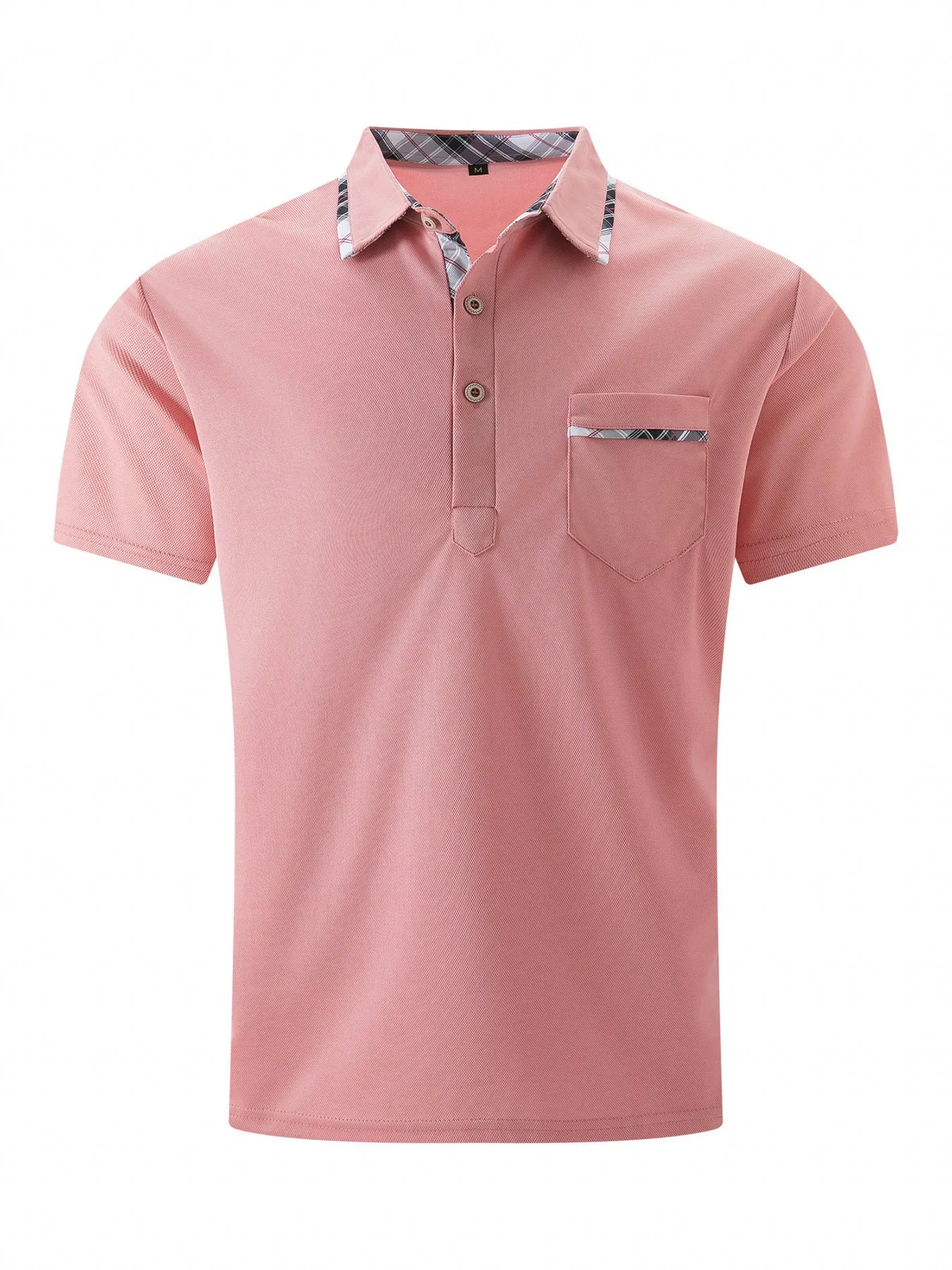 European and American lapel polo shirt with bird eye cloth fabric, asymmetric dot pattern, short sleeves, available in black