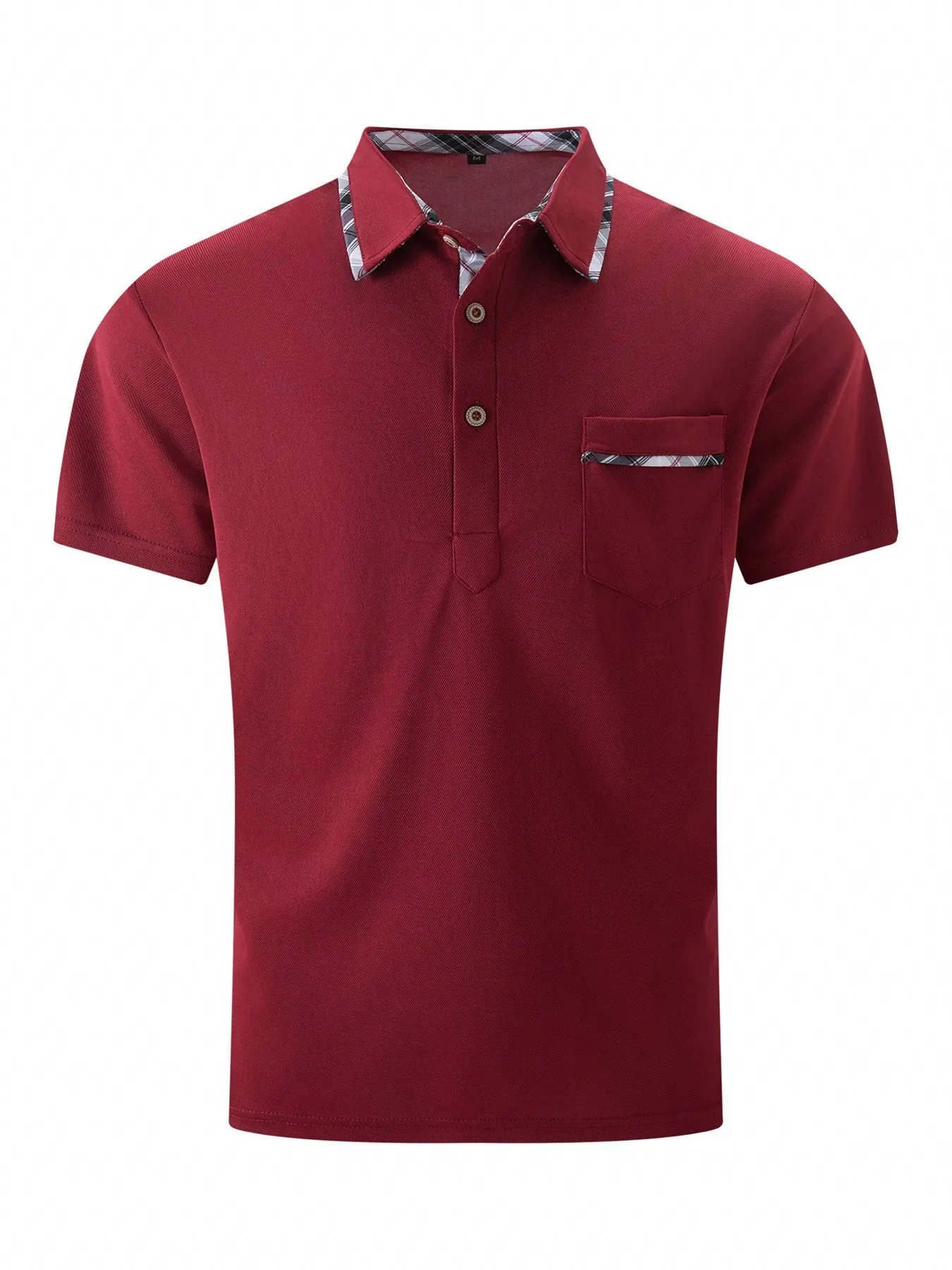 European and American lapel polo shirt with bird eye cloth fabric, asymmetric dot pattern, short sleeves, available in black