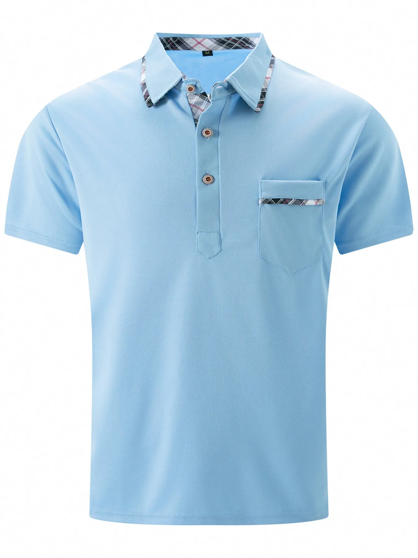 European and American lapel polo shirt with bird eye cloth fabric, asymmetric dot pattern, short sleeves, available in black