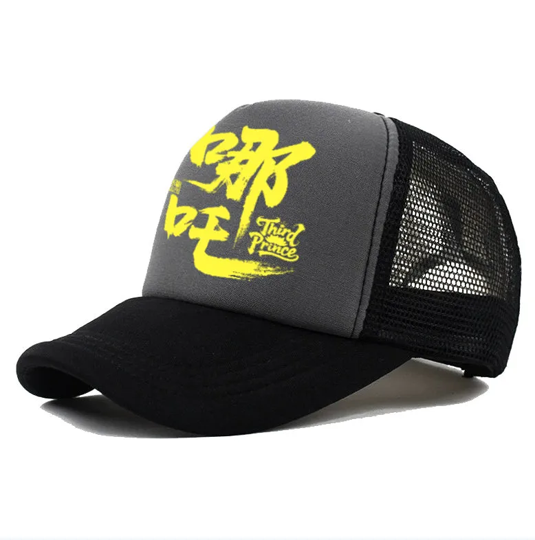 Men's polyester baseball cap shown in available colours: white, pink, blue, green, black, grey.