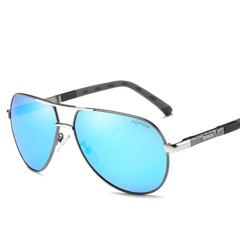 Polarized driving sunglasses with metal frame and rectangle lens in gold black colour