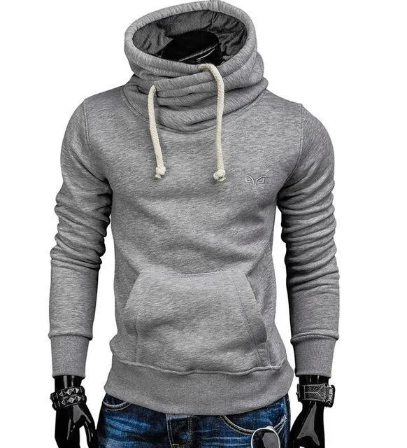 Unisex spring autumn hoodie in dark grey with kangaroo pocket and drawstring hood