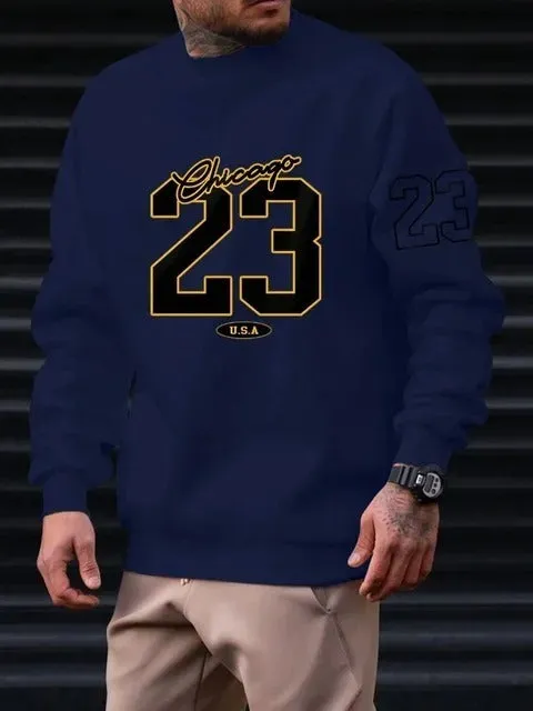 Men's art letter design fleece sweatshirt in pullover style available in four colours