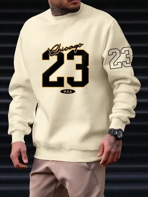 Men's art letter design fleece sweatshirt in pullover style available in four colours