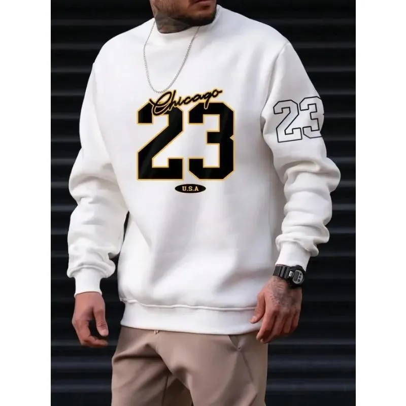 Men's art letter design fleece sweatshirt in pullover style available in four colours