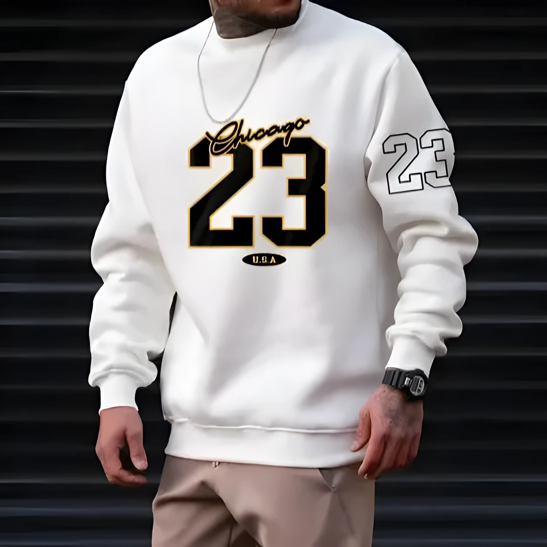 Men's art letter design fleece sweatshirt in pullover style available in four colours