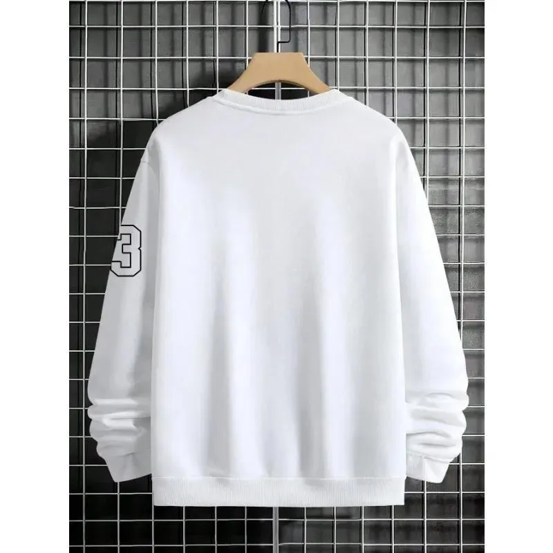 Men's art letter design fleece sweatshirt in pullover style available in four colours