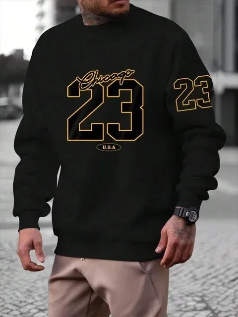 Men's art letter design fleece sweatshirt in pullover style available in four colours