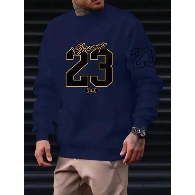 Men's art letter design fleece sweatshirt in pullover style available in four colours