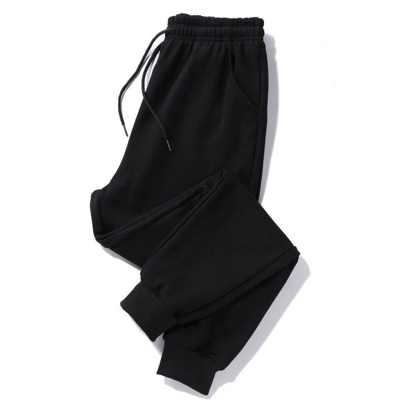 Loose fit polyester casual trousers for teenagers in alphabet blue with mid-waist tether closure