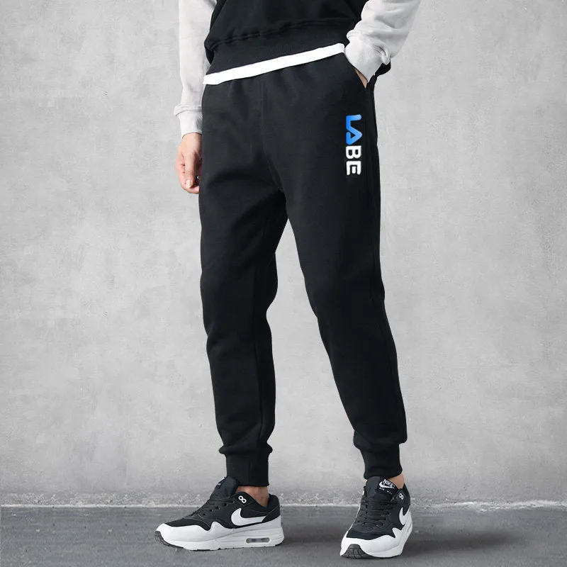 Loose fit polyester casual trousers for teenagers in alphabet blue with mid-waist tether closure