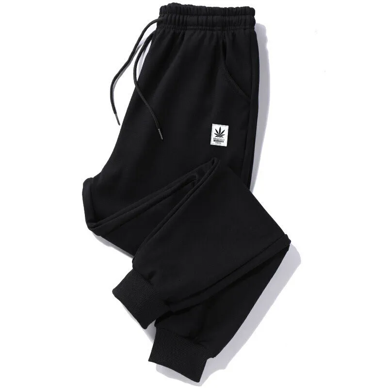Loose fit polyester casual trousers for teenagers in alphabet blue with mid-waist tether closure