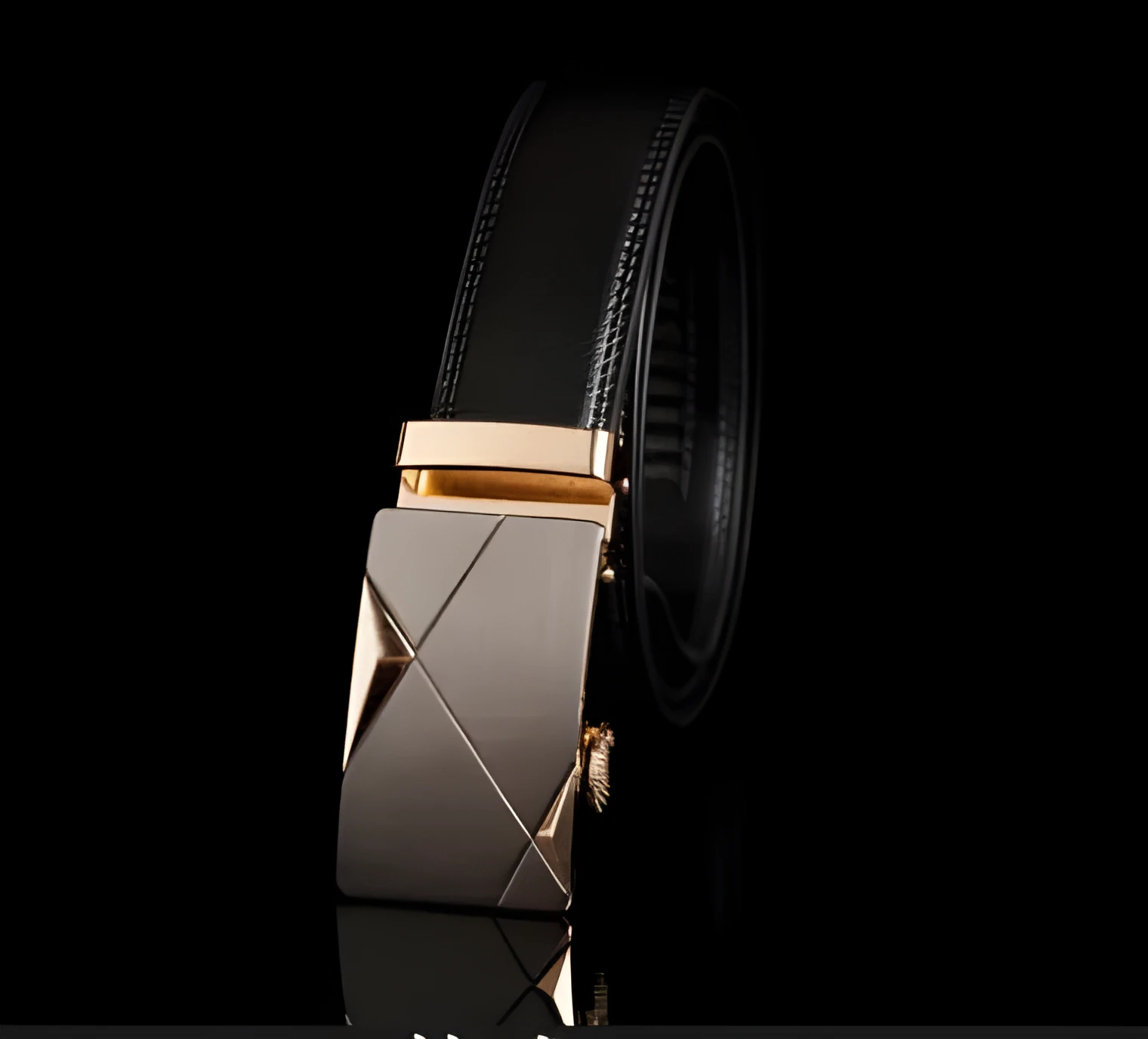 Men's automatic belt in black cowhide leather with gold buckle, 3.55cm width, 110-130cm length