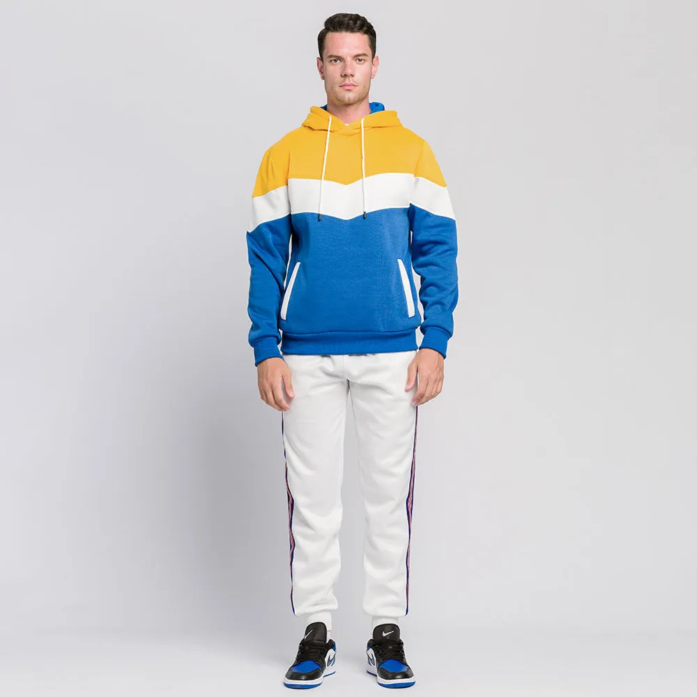 Men's solid colour thickened polyester oversized pullover hoodie with hood, long sleeves, round neck, loose fit, spring autumn casual wear, available in army green.