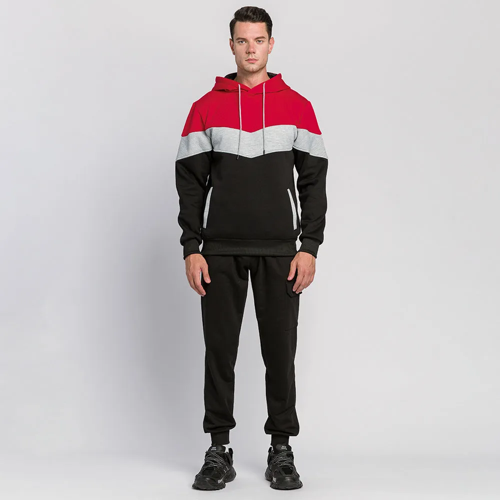 Men's solid colour thickened polyester oversized pullover hoodie with hood, long sleeves, round neck, loose fit, spring autumn casual wear, available in army green.