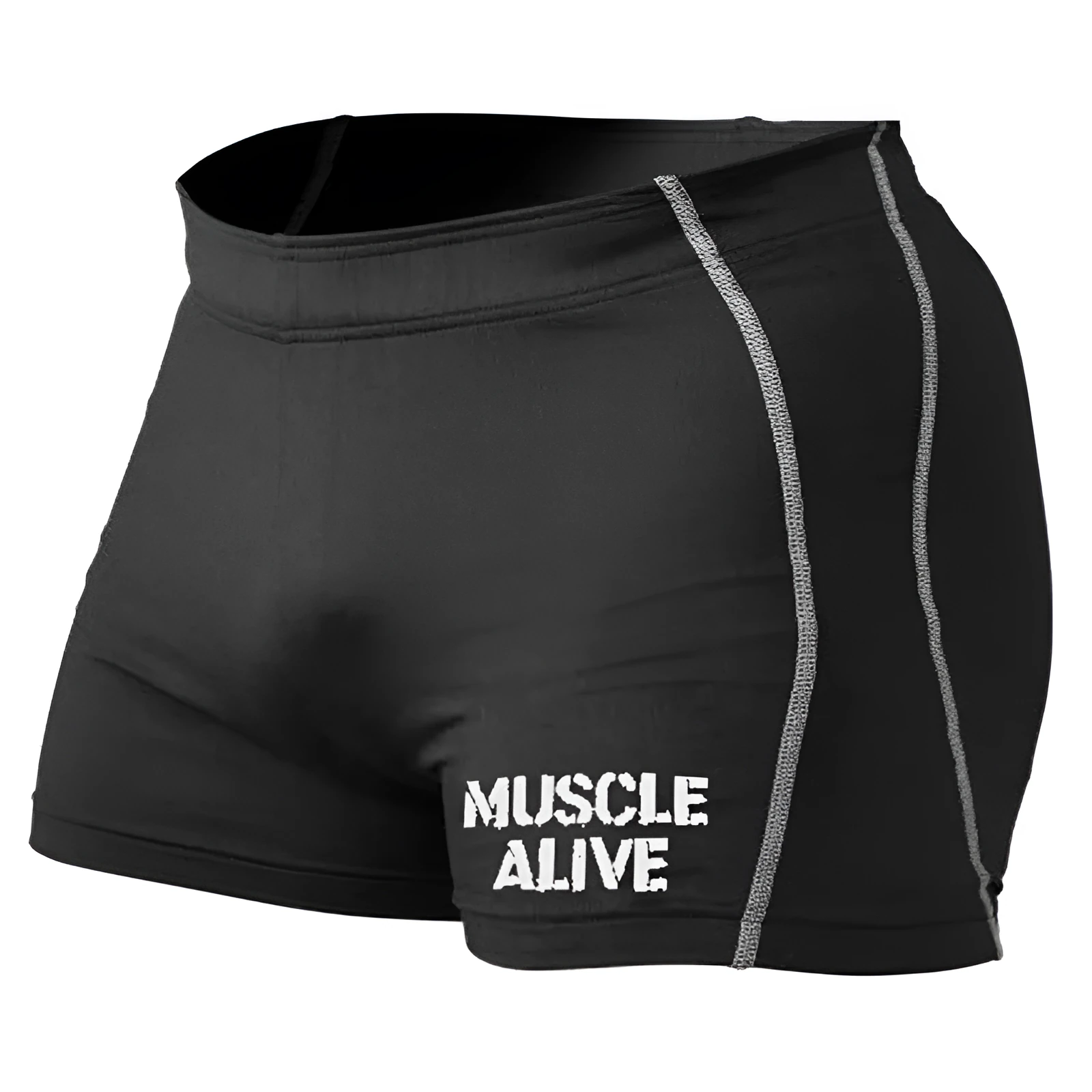 Tight men gym shorts in black with cropped straight fit for bodybuilding training