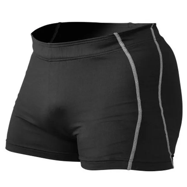 Tight men gym shorts in black with cropped straight fit for bodybuilding training