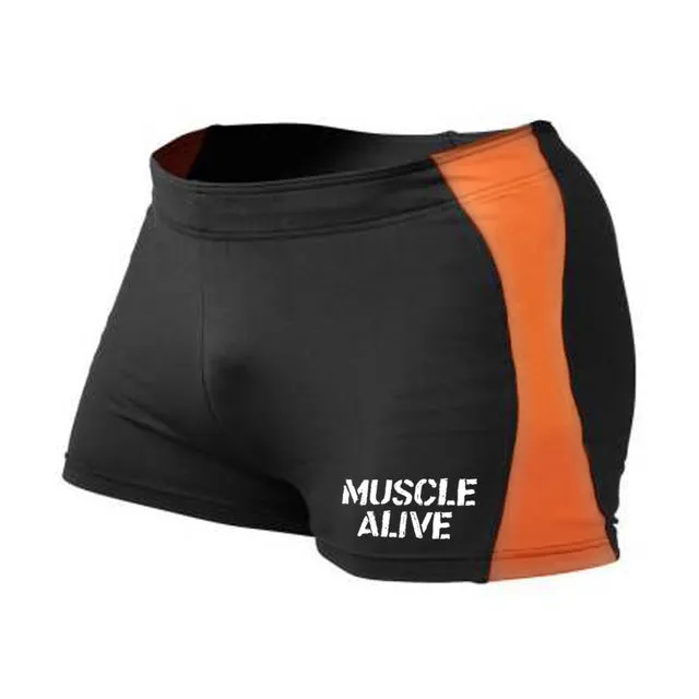 Tight men gym shorts in black with cropped straight fit for bodybuilding training