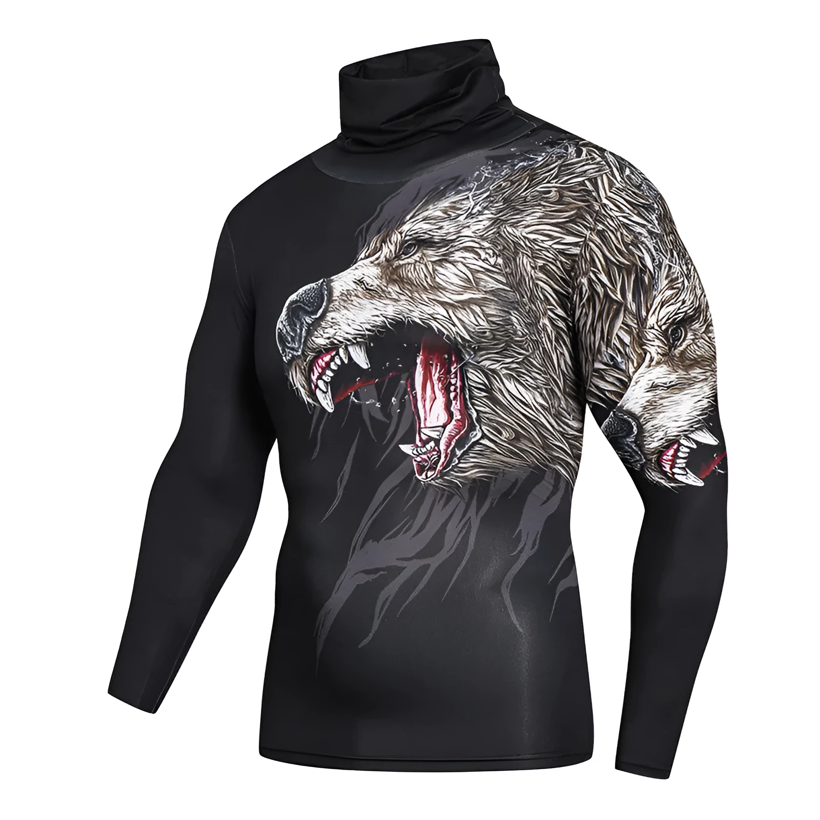 Men casual 3D compression T-shirt with high collar and long sleeves in super slim fit, showing colour A JDP-18