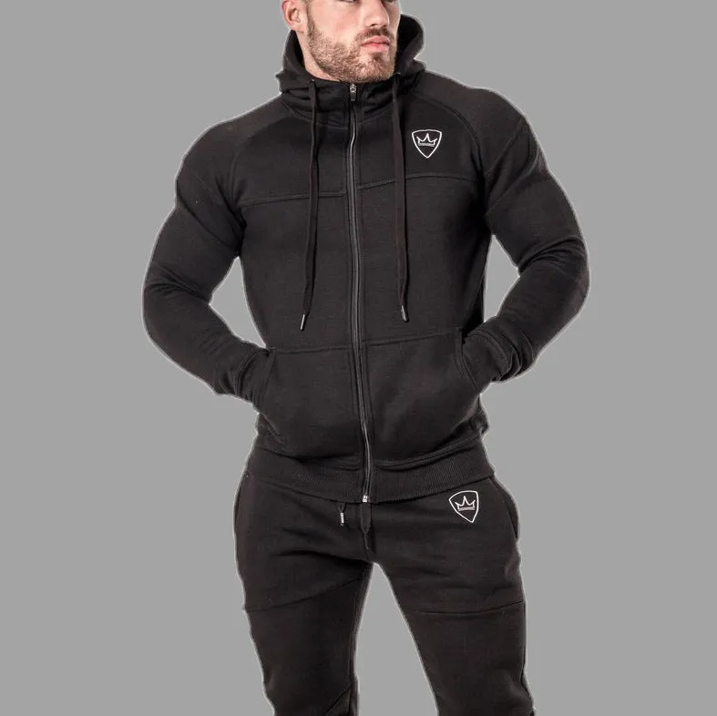 Cotton sport suit sweater with pattern in Army Green, black, khaki, and red, sizes L to XXL