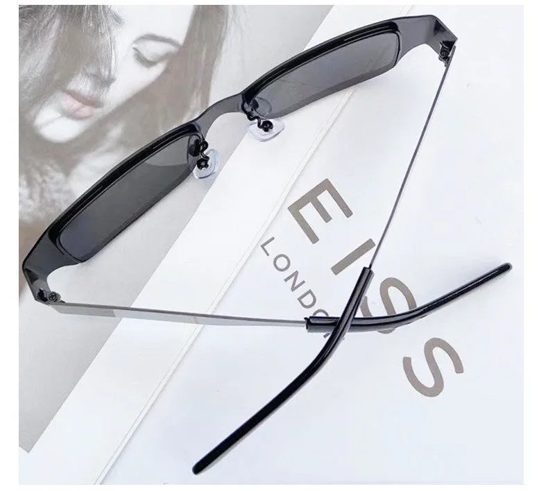 Men's metal square frame glasses with PC lens UV400 protection black frame gray film