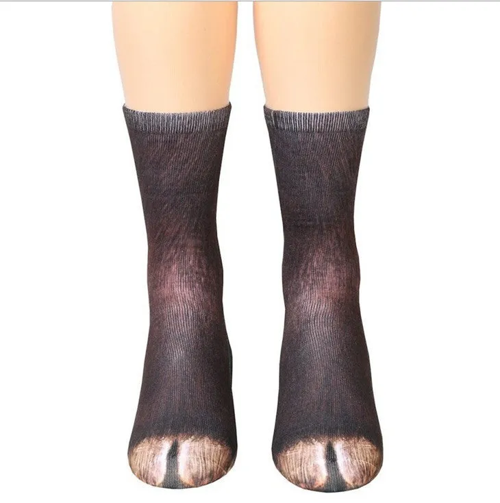 3D animal paw socks with cat claws pattern, unisex long nylon socks, 35cm length, moisture wicking and anti-slip