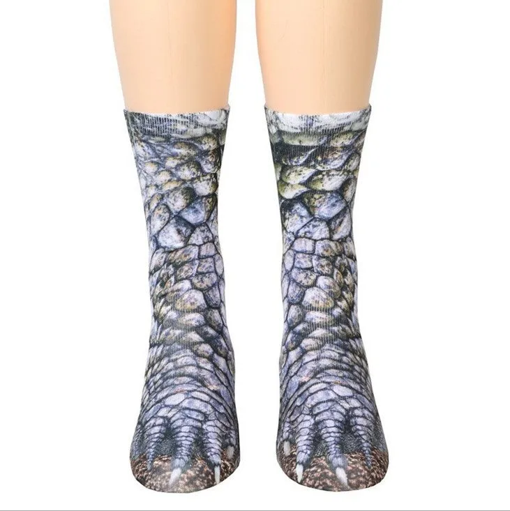 3D animal paw socks with cat claws pattern, unisex long nylon socks, 35cm length, moisture wicking and anti-slip