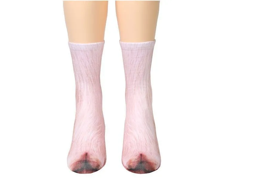 3D animal paw socks with cat claws pattern, unisex long nylon socks, 35cm length, moisture wicking and anti-slip