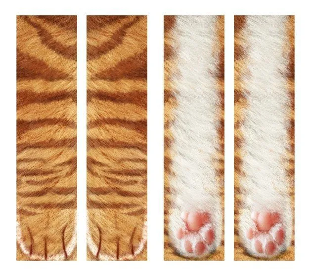 3D animal paw socks with cat claws pattern, unisex long nylon socks, 35cm length, moisture wicking and anti-slip