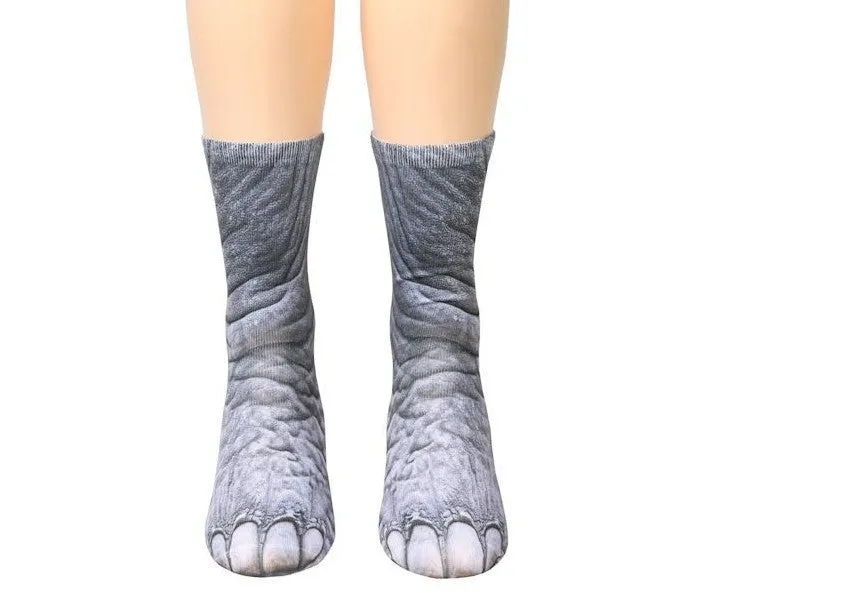 3D animal paw socks with cat claws pattern, unisex long nylon socks, 35cm length, moisture wicking and anti-slip