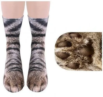 3D animal paw socks with cat claws pattern, unisex long nylon socks, 35cm length, moisture wicking and anti-slip
