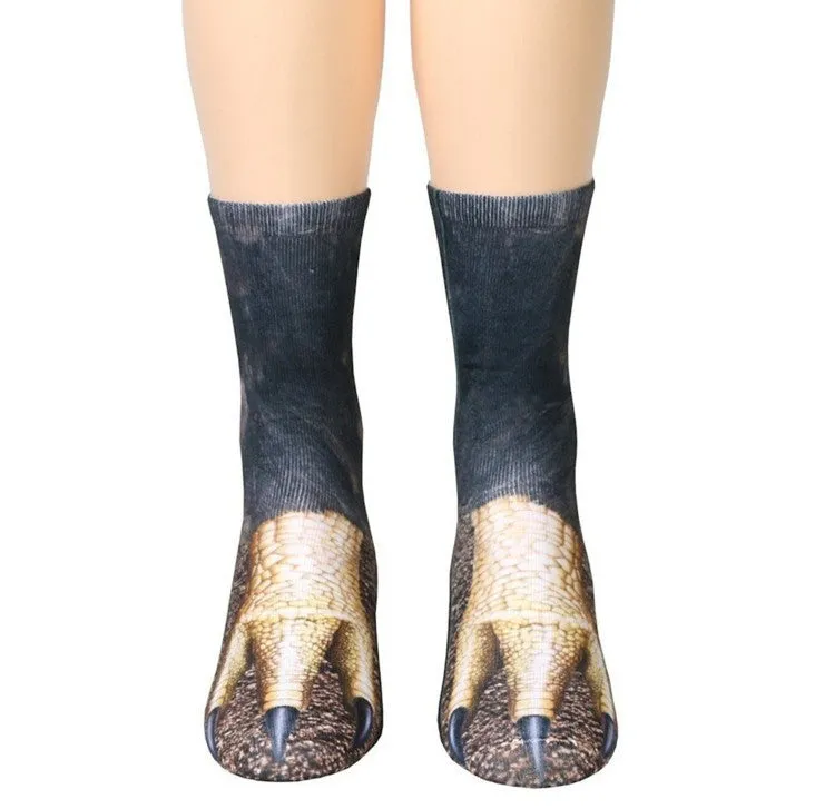 3D animal paw socks with cat claws pattern, unisex long nylon socks, 35cm length, moisture wicking and anti-slip