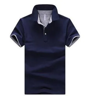 Men's casual fashion stand collar polo shirt in cotton with short sleeves