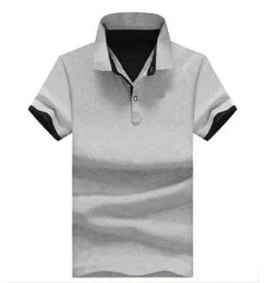Men's casual fashion stand collar polo shirt in cotton with short sleeves