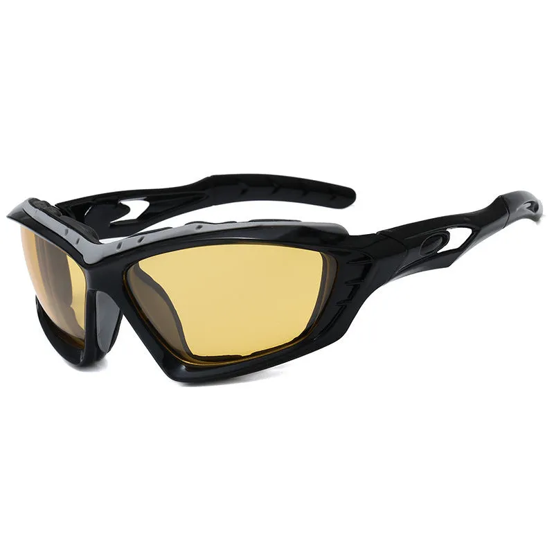 Cycling glasses with UV400 PC lens and sponge frame in multiple colours on outdoor background