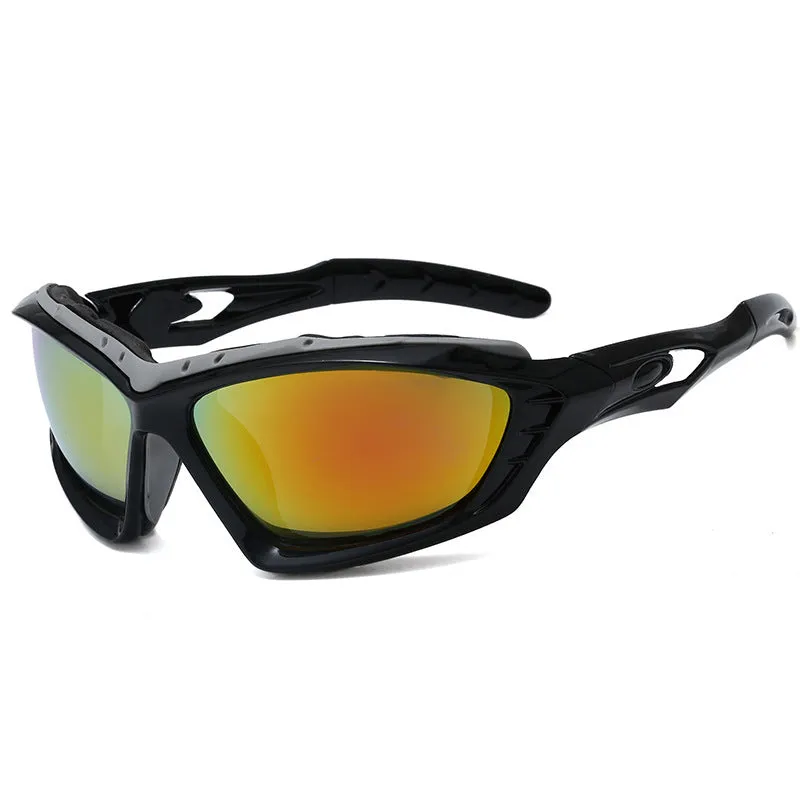 Cycling glasses with UV400 PC lens and sponge frame in multiple colours on outdoor background