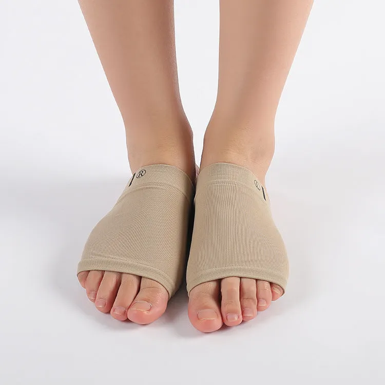 Elastic fabric arch pad sock in oval black for foot arch support shock absorption