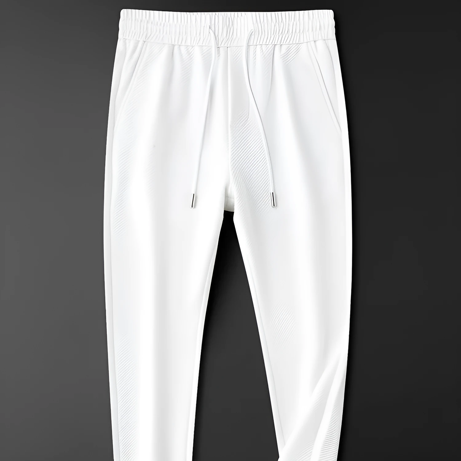 Men's twill stretch trousers in white, cotton blend fabric, casual fit, available in sizes M to 4XL