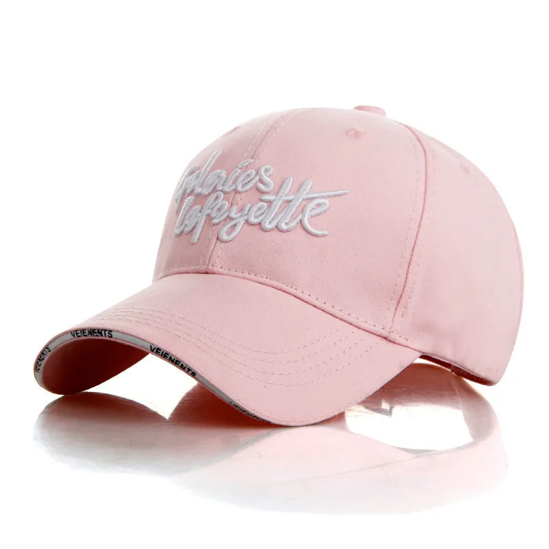 Unisex cotton alphabet baseball cap in black with adjustable back strap