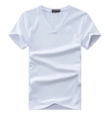 Men's cotton short sleeve v-neck t-shirt available in Army Green, Black, Gray, Navy, White sizes S-XXXXXL