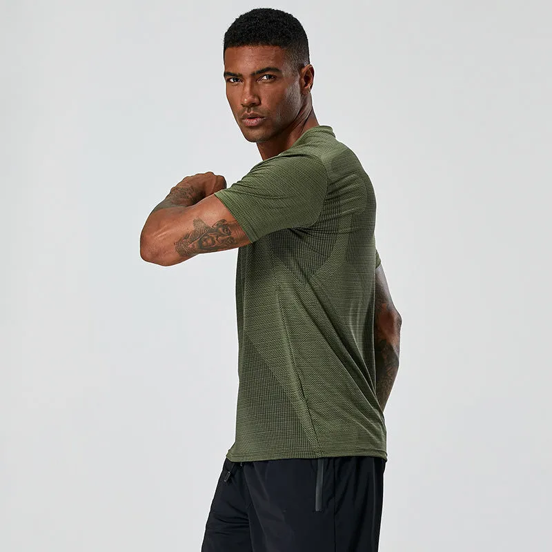 Quick-drying polyester T-shirt for men and women in Army Green colour, front view