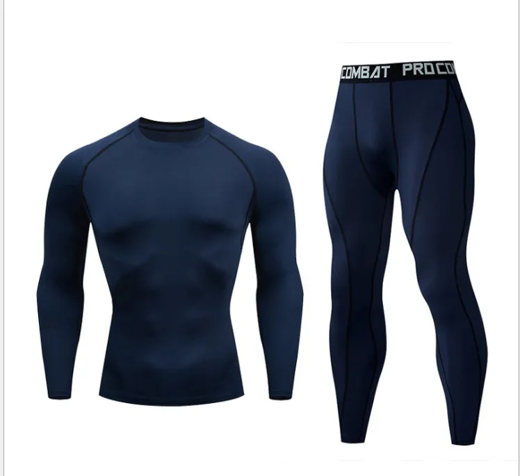 Men's fitness suit with long-sleeved top and trousers in tight-fitting design, milk silk spandex fabric