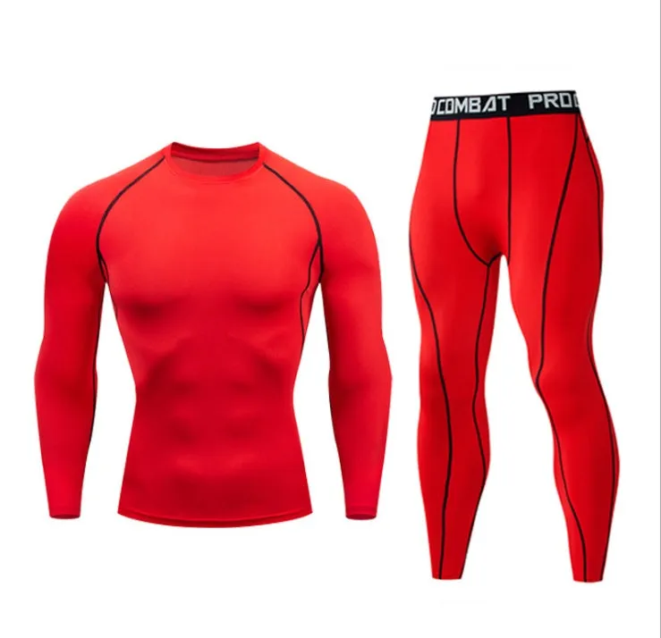 Men's fitness suit with long-sleeved top and trousers in tight-fitting design, milk silk spandex fabric